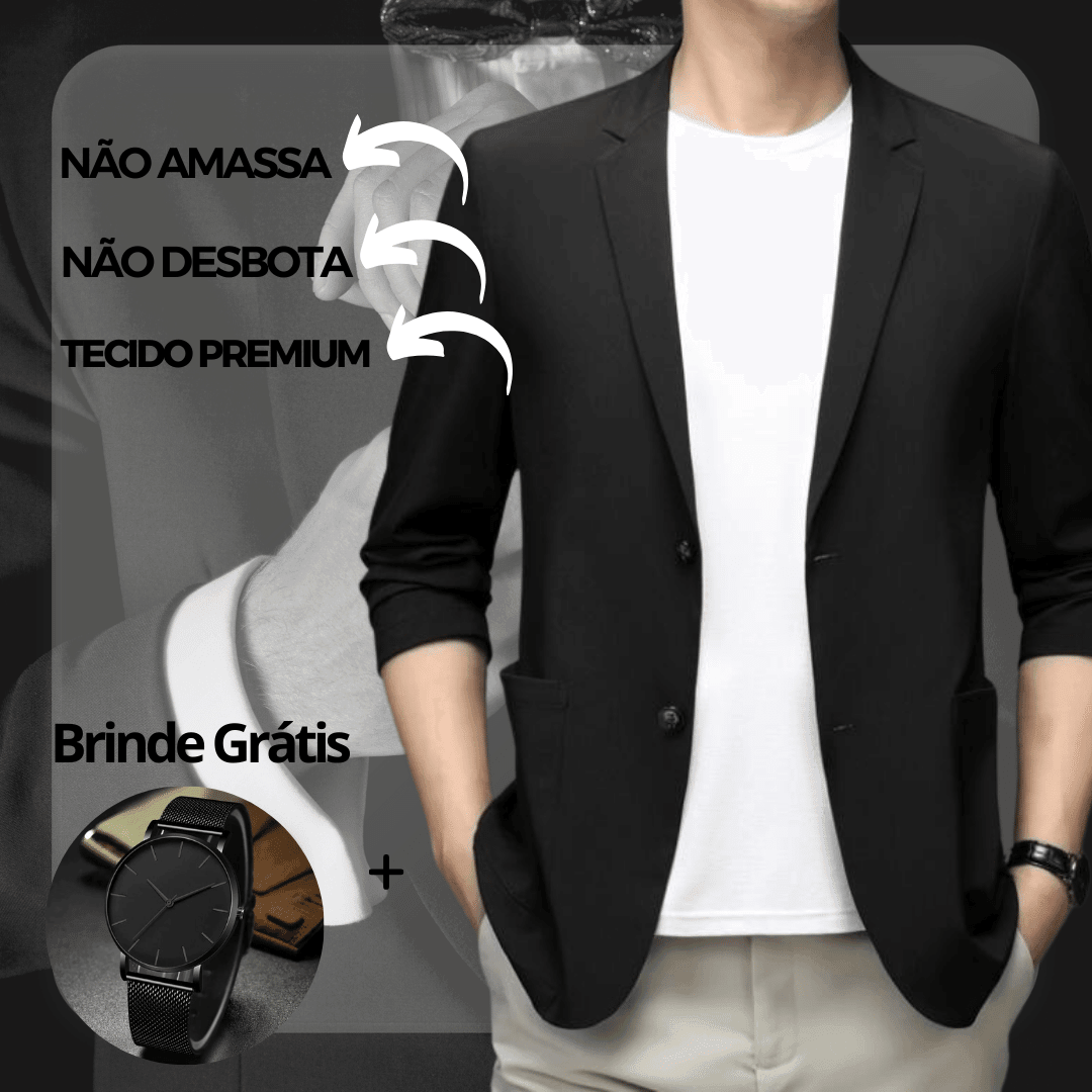 Blazer Casual Italian® em Seda Gelo / Só hoje Ganhe um Relógio de Brinde